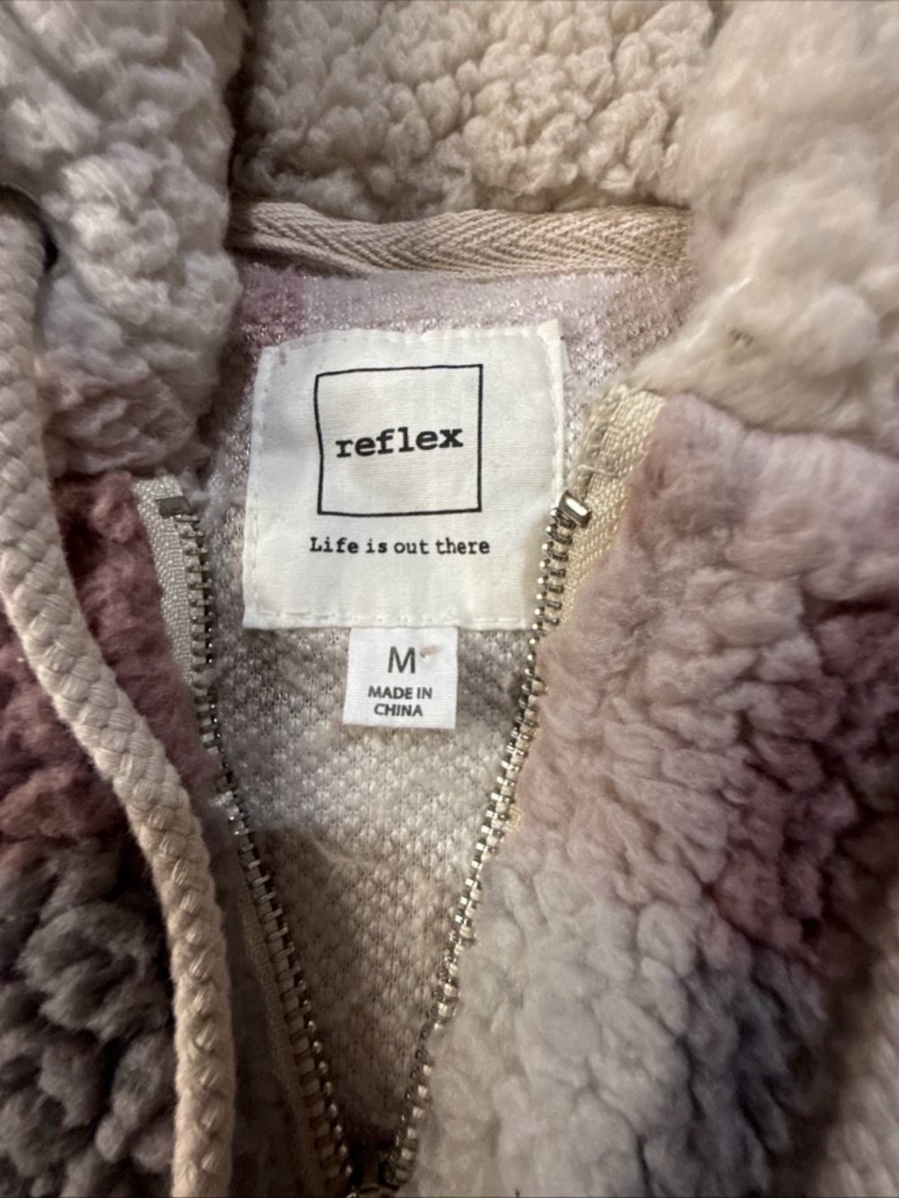 Reflex Plush Sherpa Zip Hoodie - Cream & Dusty Pink - Picture 3 of 4